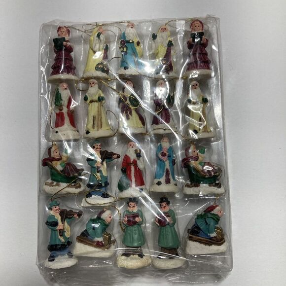 Victorian Christmas Ornaments Miniature‎ Set of 20 Polystone Vintage Giftco Vtg - Picture 8 of 12